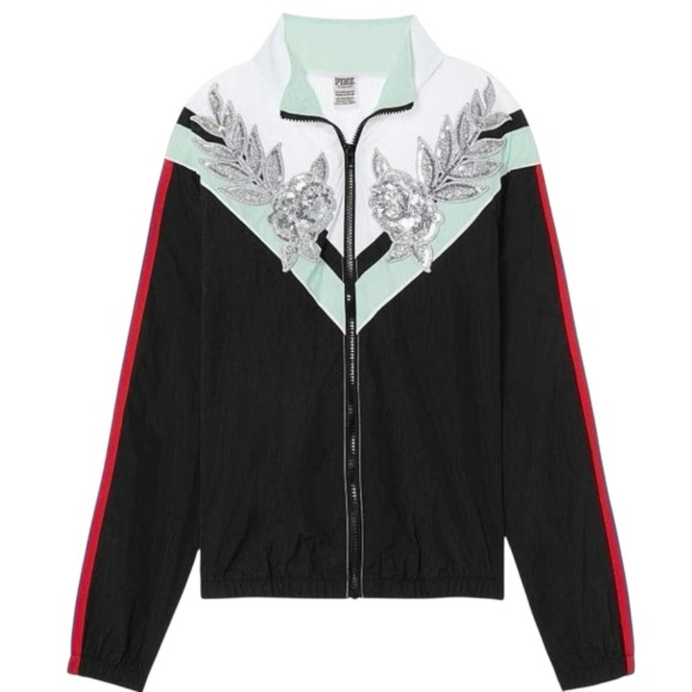 Victoria's Secret PINK Women's Floral Sequin Bling Colorblock Anorak Jacket